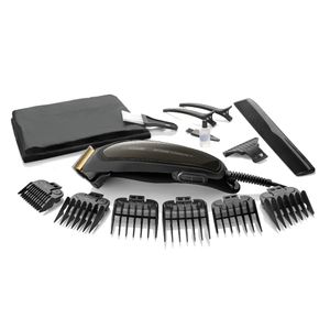 Cortador De Cabelo Mallory Mithos Titanium  Com 4 Pentes Guias De Altura E 2 Pentes Guia Para Cortes Degradê