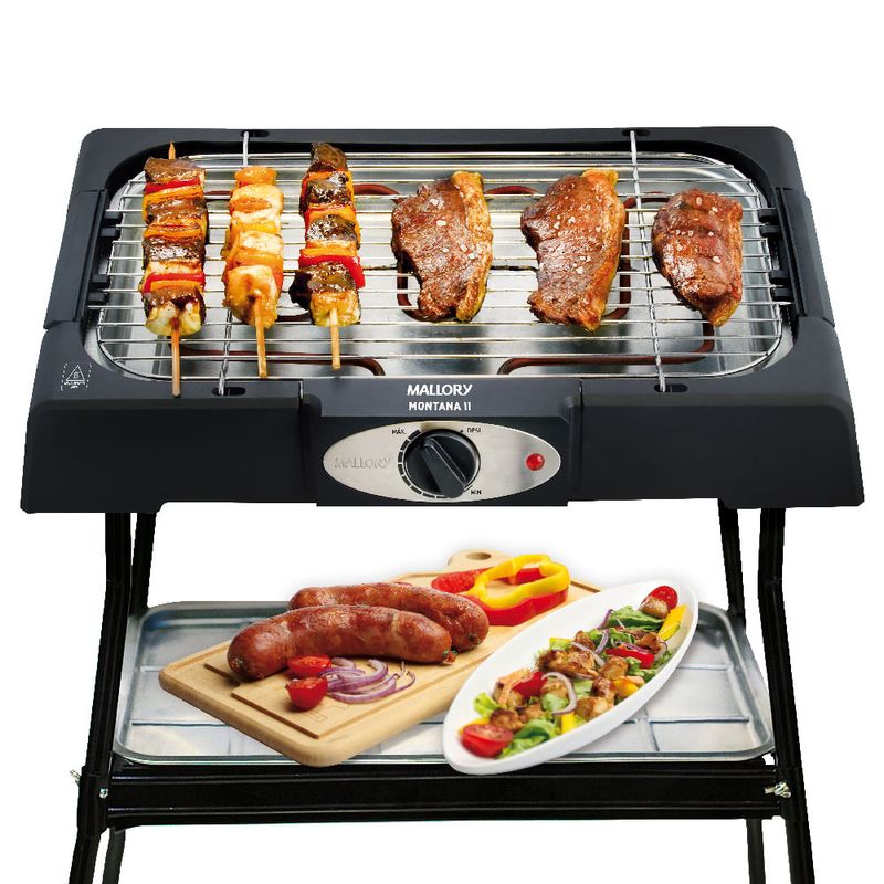 Churrasqueira Elétrica Mallory Montana II Preto, 2 em 1 Mesa e Suporte com 82cm de altura-1762982587372
